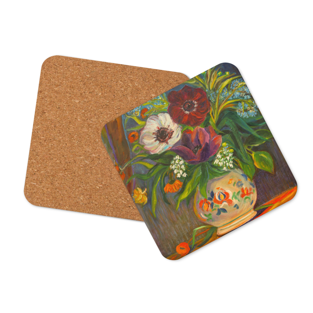 Colorful Flowers - Cork-back coaster